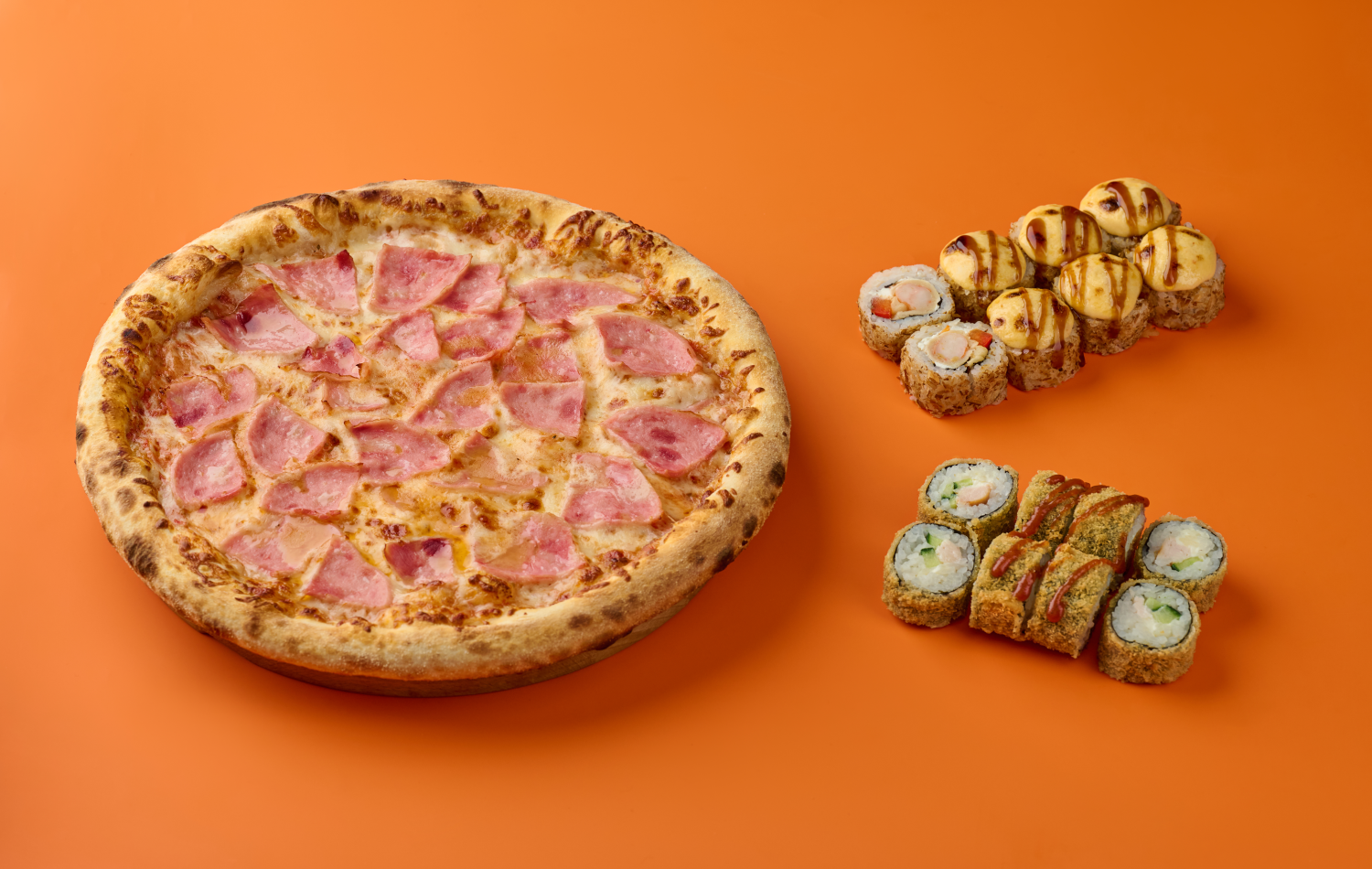 2 ролла и средняя пицца