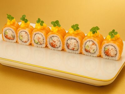 Ролл Сливочный с крабом и лососем