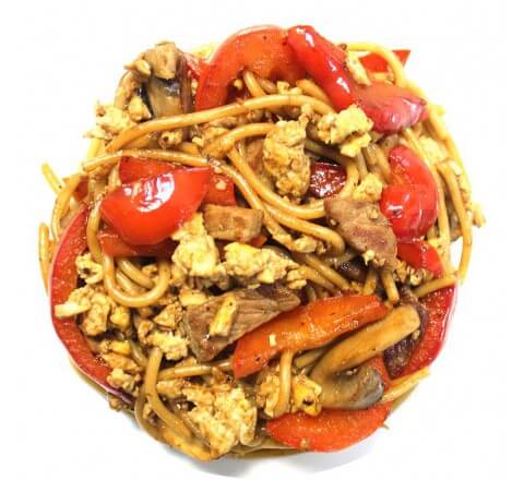 Wok с лососем
