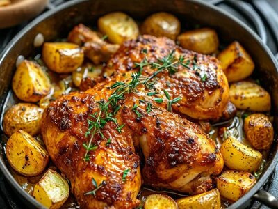 Цыплёнок на гриле с картофелем