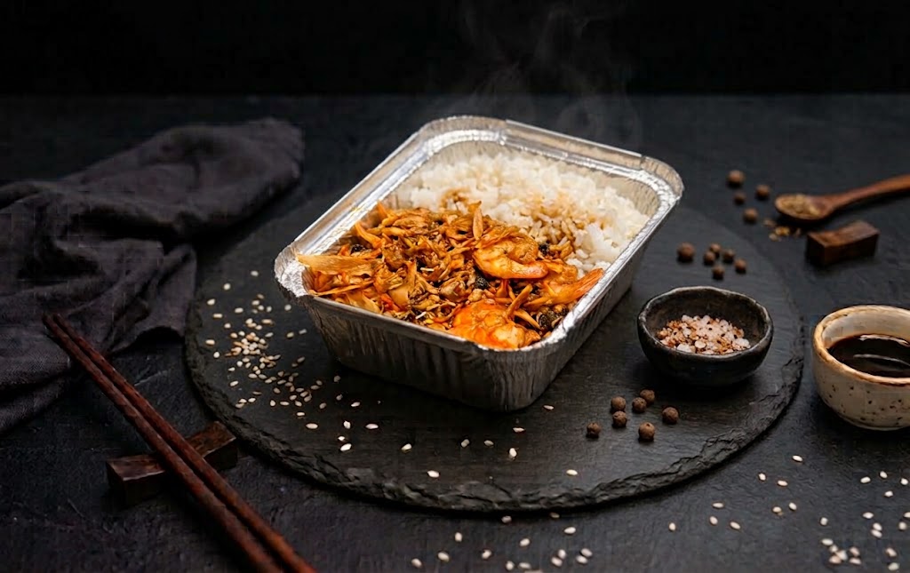 Wok с морепродуктами (рис)