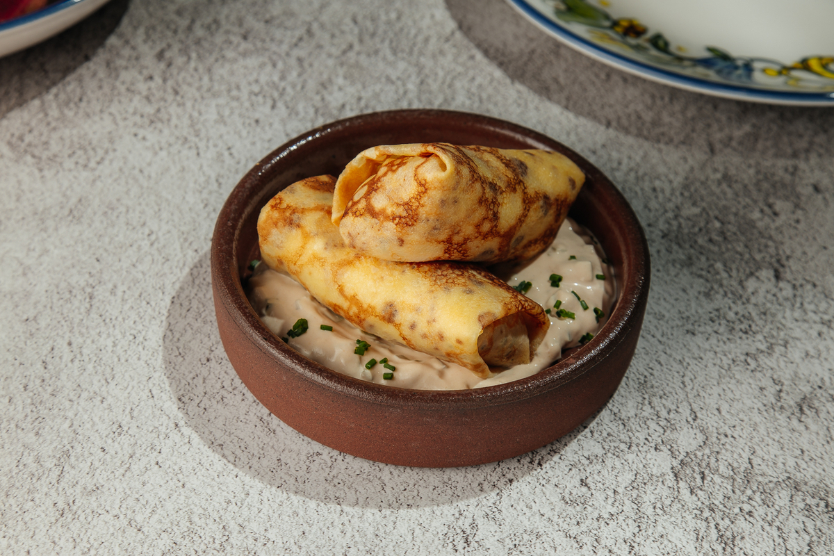 Блины с риетом из форели