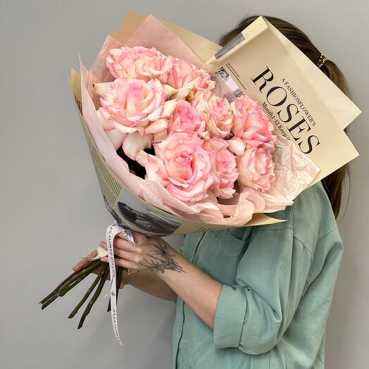 «Орлеан» букет из розовых французских роз Эсперанс