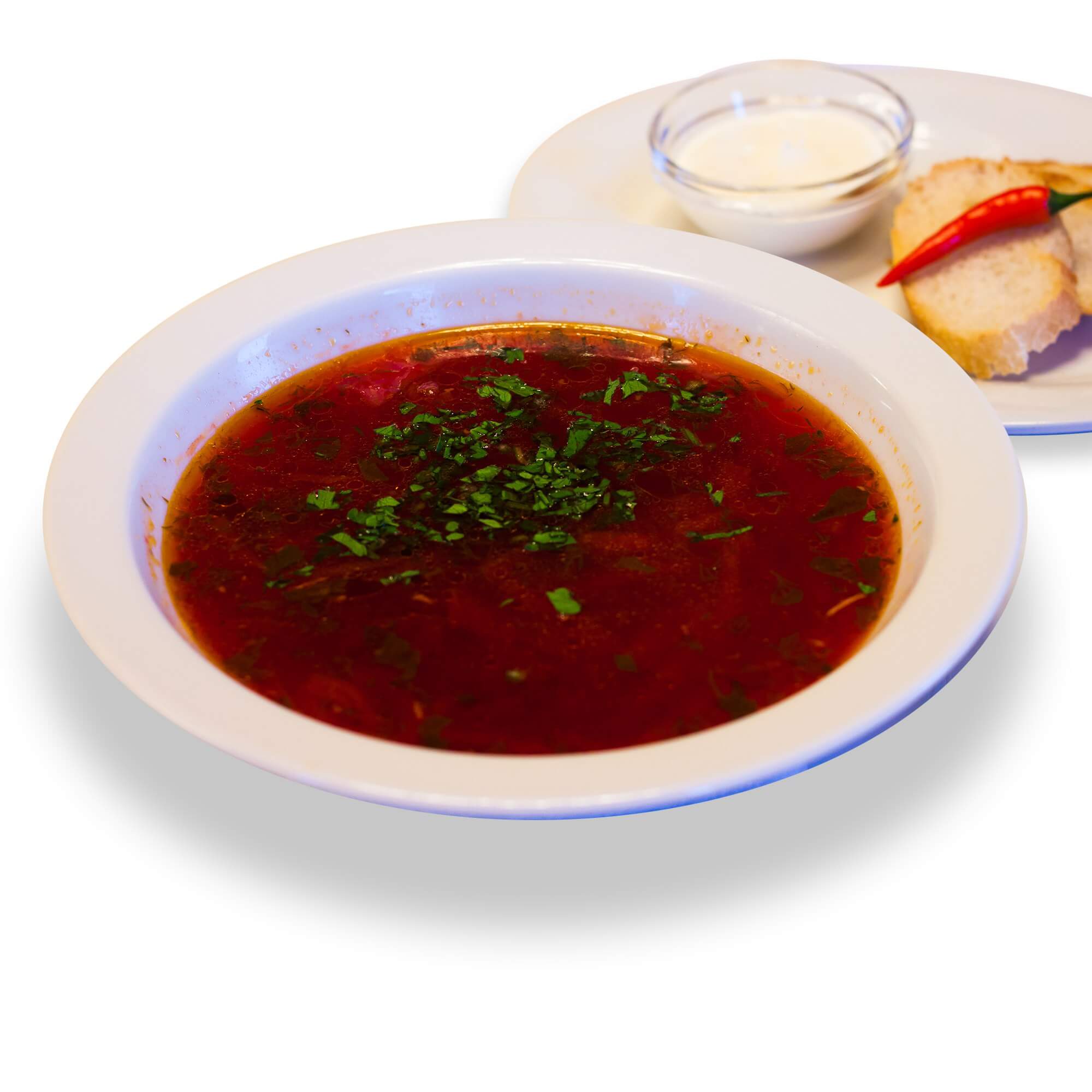 Борщ с чесночными гренками