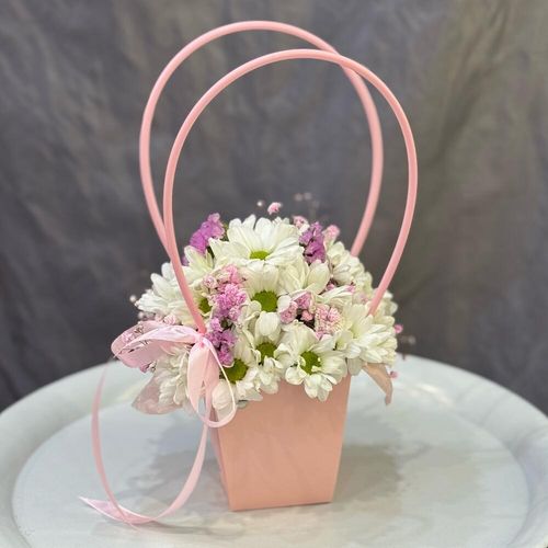 Букет из ромашек в сумочке XS (к2000)