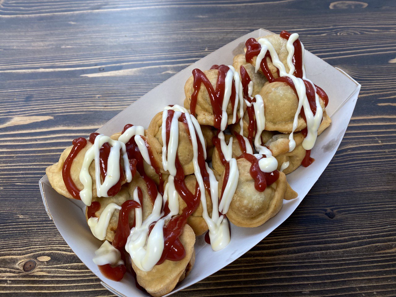 Пельмени жареные "Порося" с кетчунезом