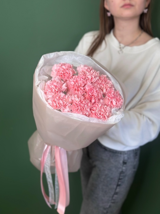 Монобукет диантусов 11 штук в упаковке