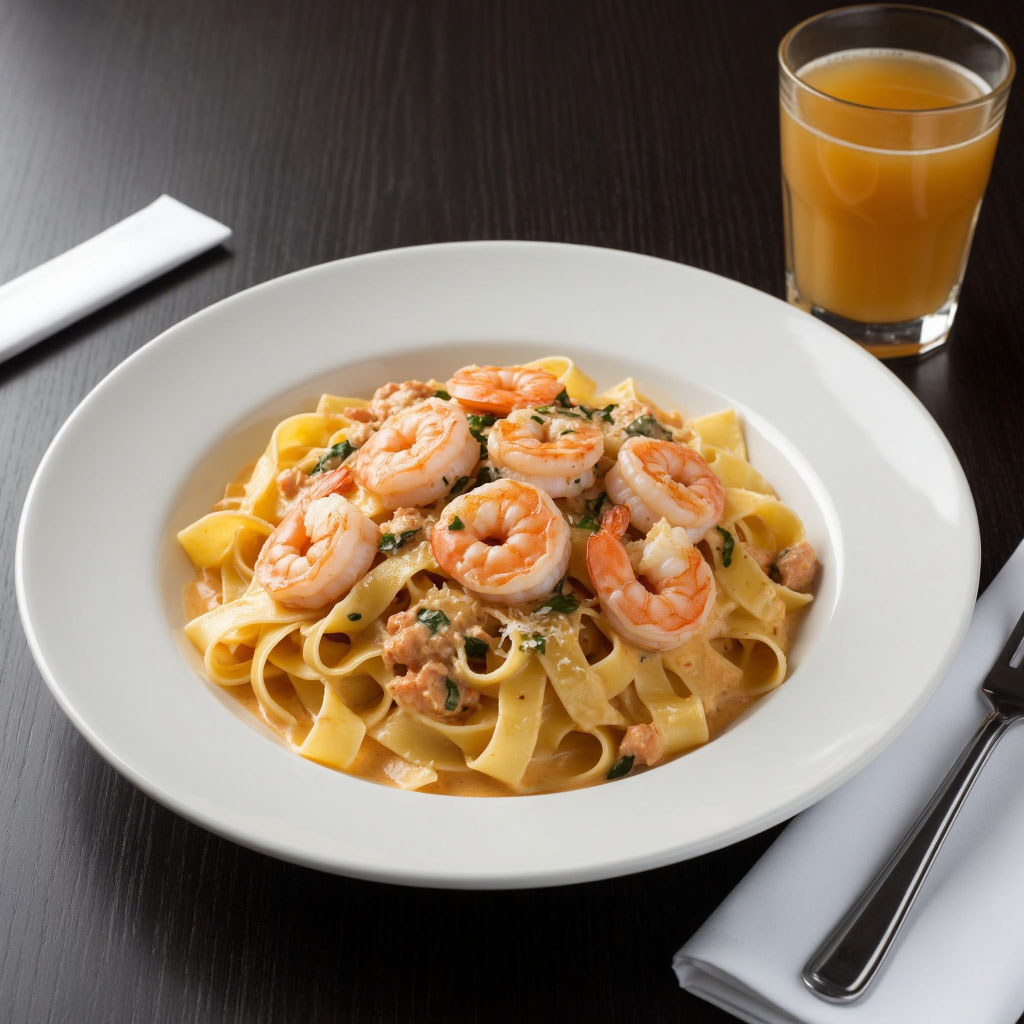 Паппарделле с креветками