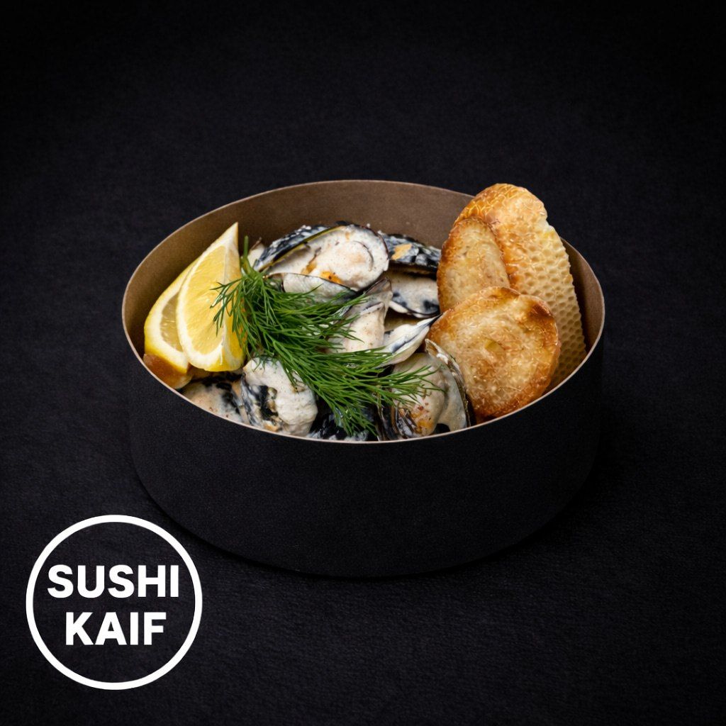 Мидии в сливочно-чесночном соусе