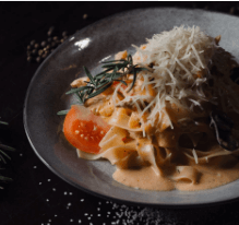 Паста с говядиной и шампиньонами