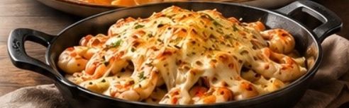 Палтус с креветками под пармезановой шапочкой