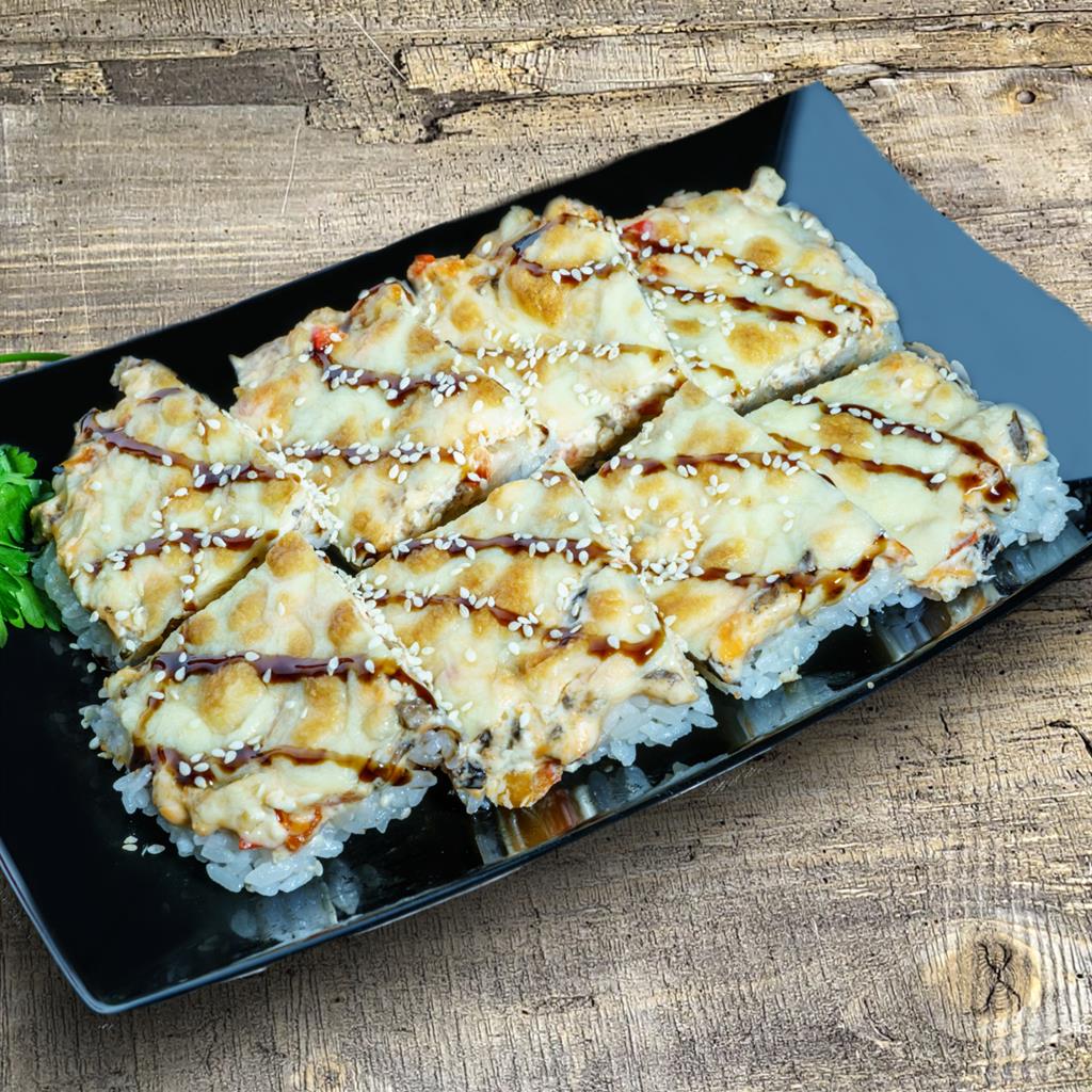 Суши-пицца с курой и грибами