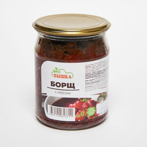 Борщ с мясом в банке