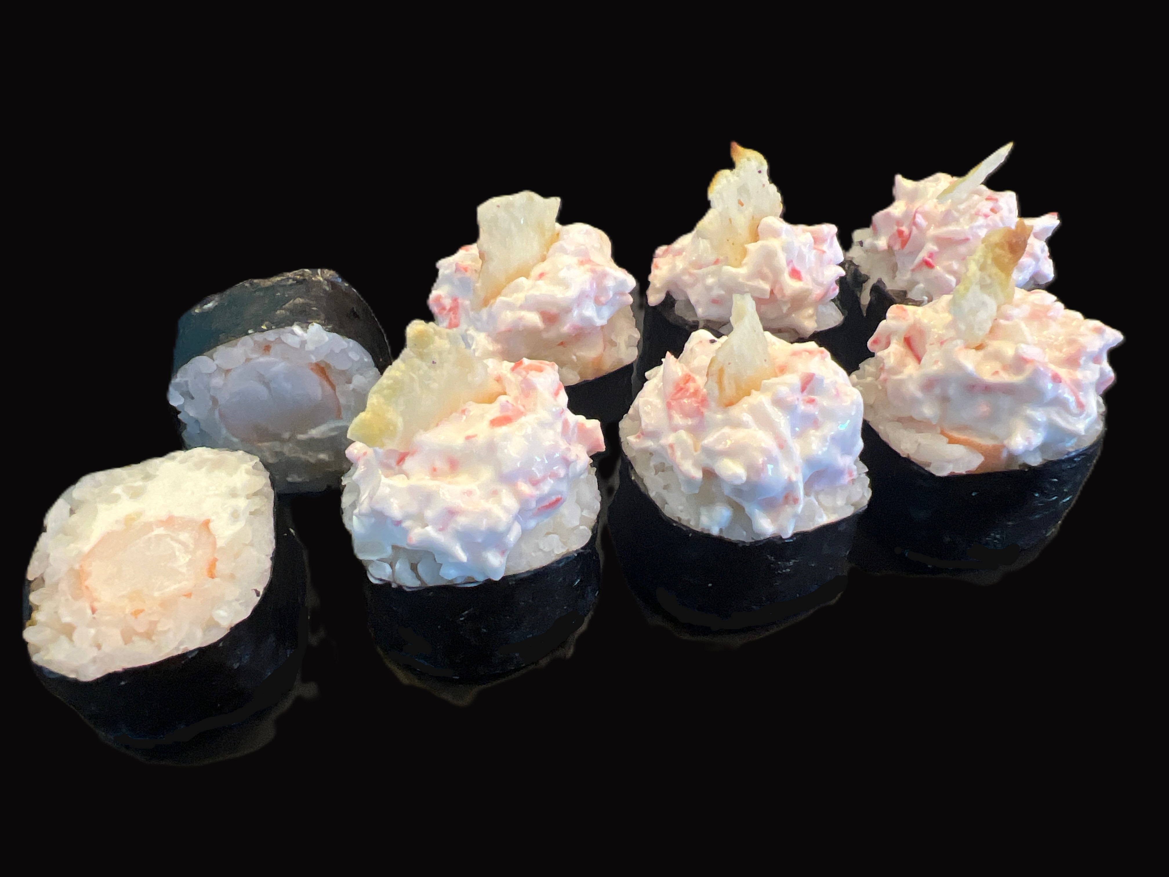 Ролл с креветкой, крабом и соусом киви