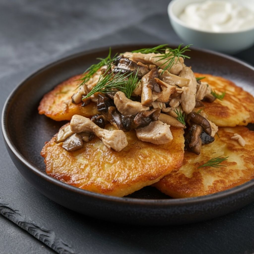 ДРАНИКИ с КУРОЙ и ГРИБАМИ