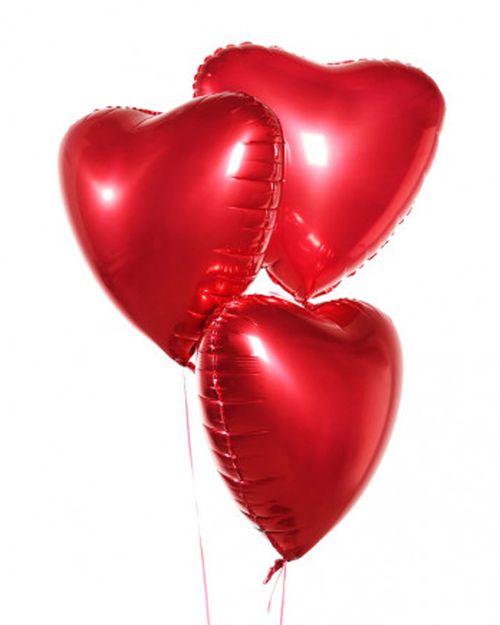 3 шара с гелием в виде сердца