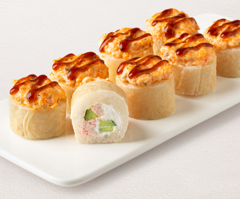 Спринг-ролл с угрем и лососем