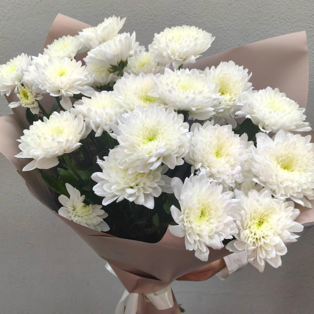 Букет из 5 белых куст. хризантем (99)