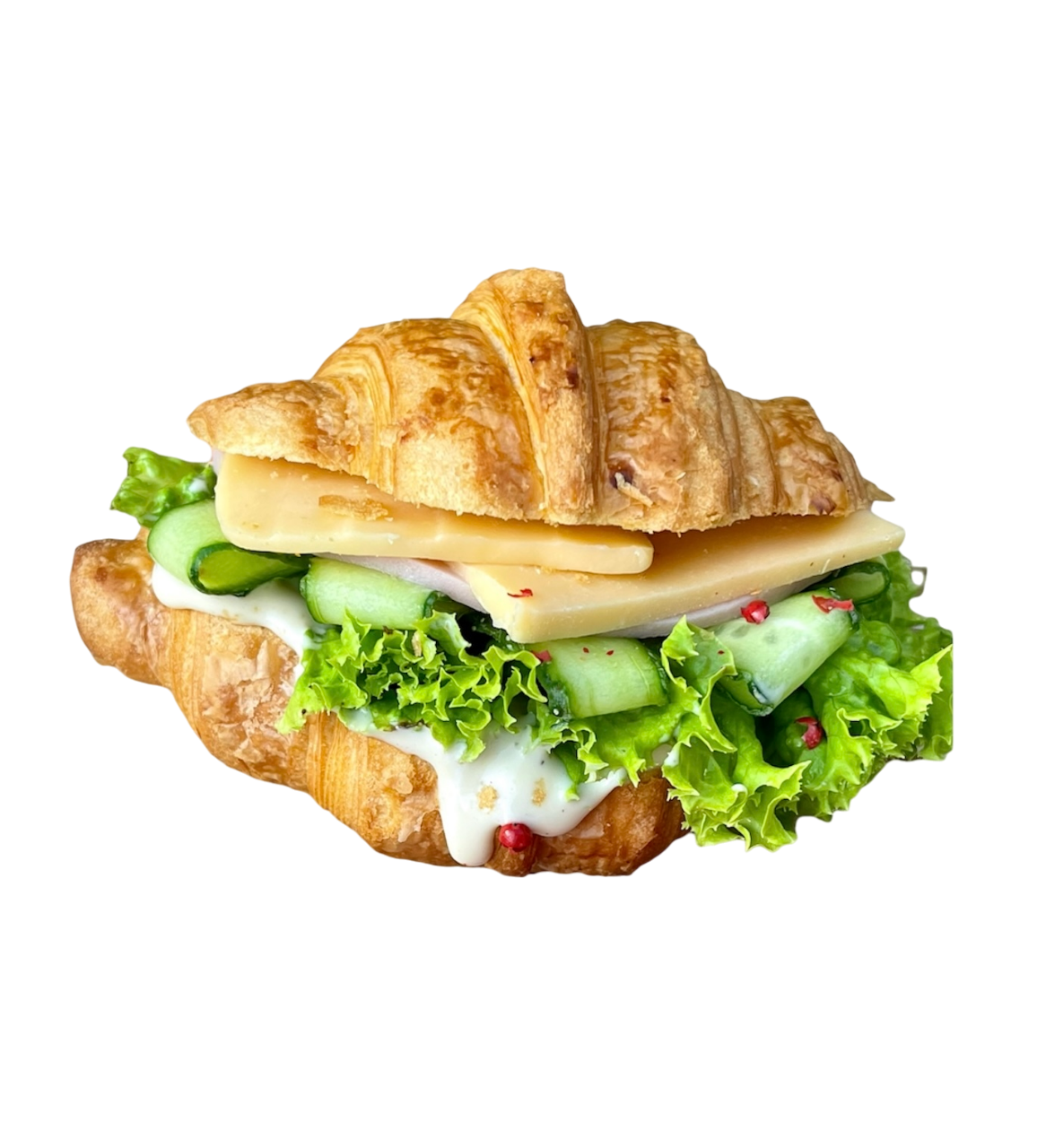 Круассан с ветчиной и свежим огурцом