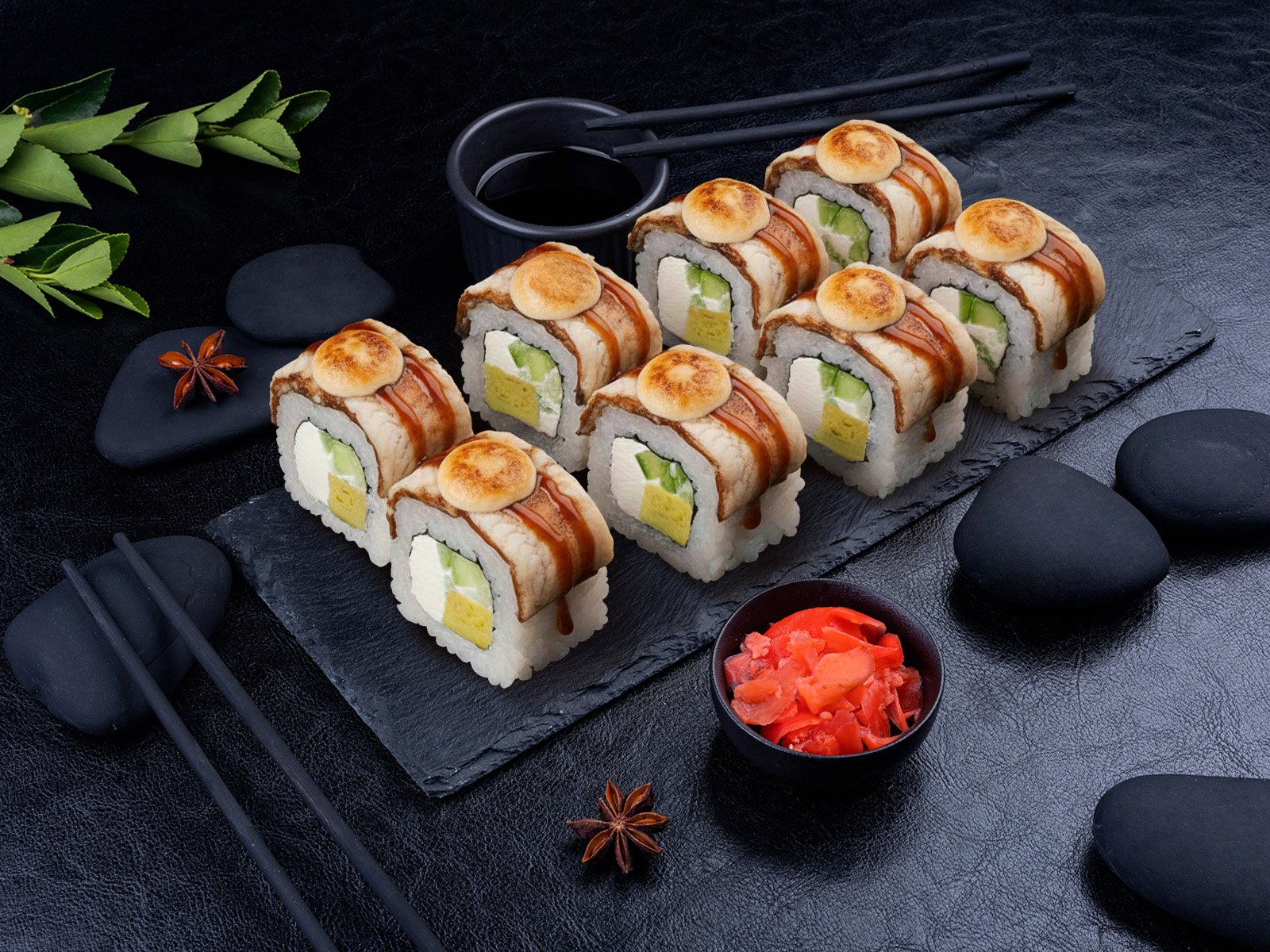 Запечённый ролл Филадельфия с угрём