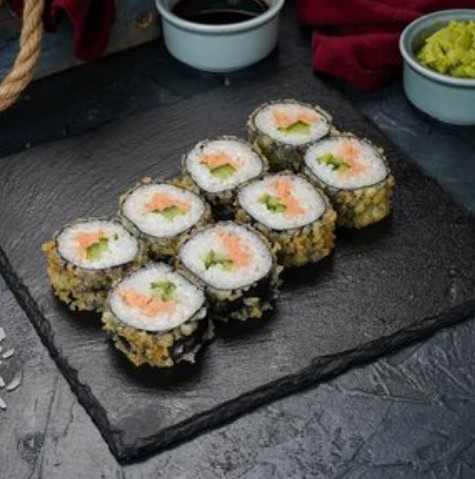 Горячий ролл с угрем и лососем