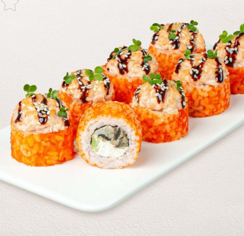 Шеф-ролл с угрем и лососем