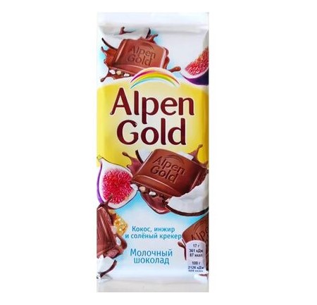 Шок. плитка Alpen Gold инжир-кокос-крекер