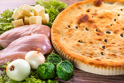 Пирог с курицей,сыром и шпинатом