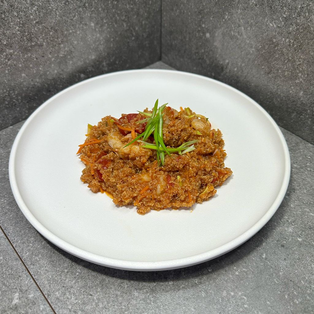 Томатная креветка с киноа