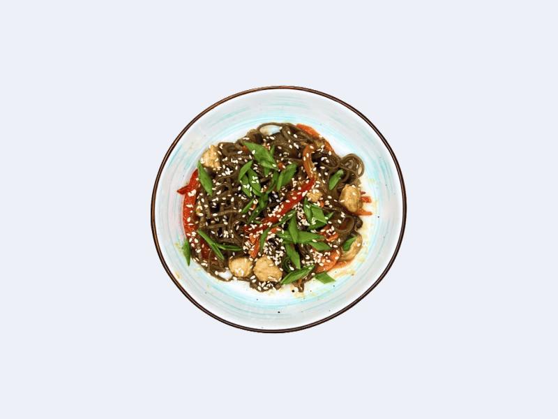 Лапша гречневая с овощами