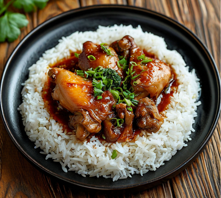 蘑菇鸡腿饭 赠朝鲜小菜/ Куриные ножки и бедра тушенные с рисом по-китайски "Цзиатин-бан"