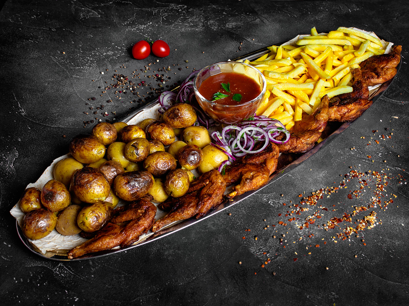 Цыпленок табака с картошкой