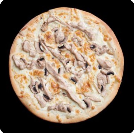 Пицца с курицей в чесночном соусе и шампиньонами 30см