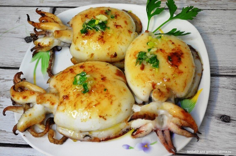 Морская каракатица жареная