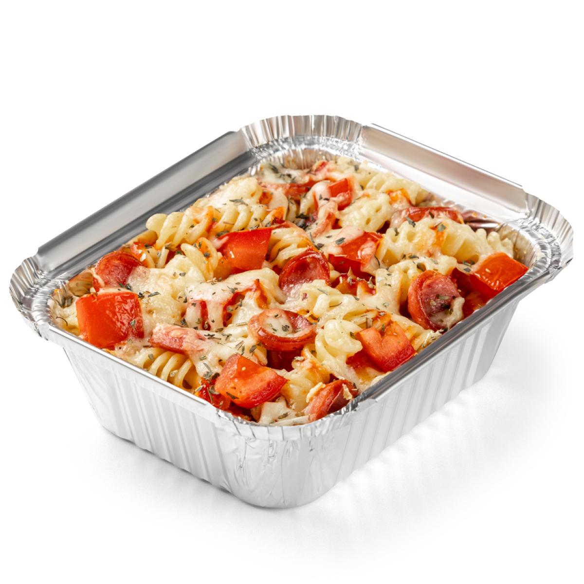 Паста с томатом и колбасками