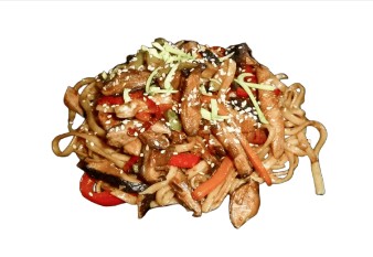 Лапша яичная с морепродуктами и овощами
