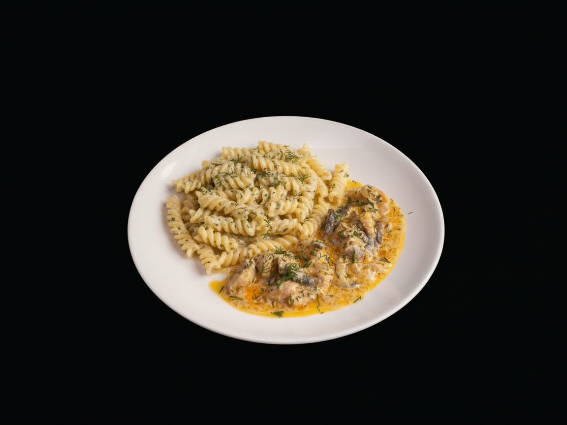 Фрикасе из куриного филе с макаронами