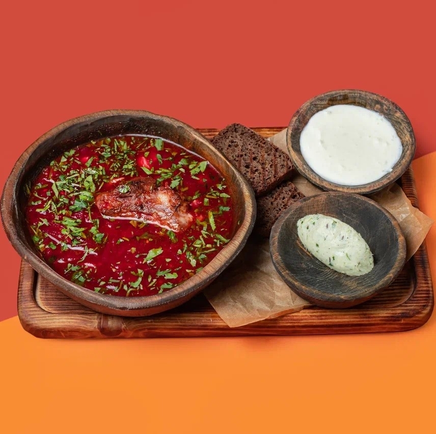 Борщ с ребром с салом