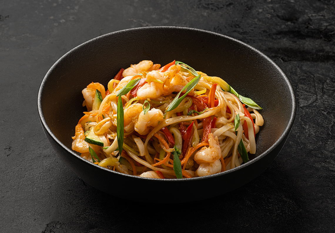 Удон с креветками