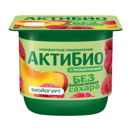 Биойогурт персик и малина без сахара Актибио 3% 130г