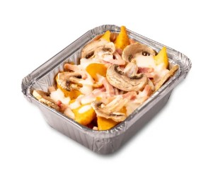 Картофель с ветчиной и грибами