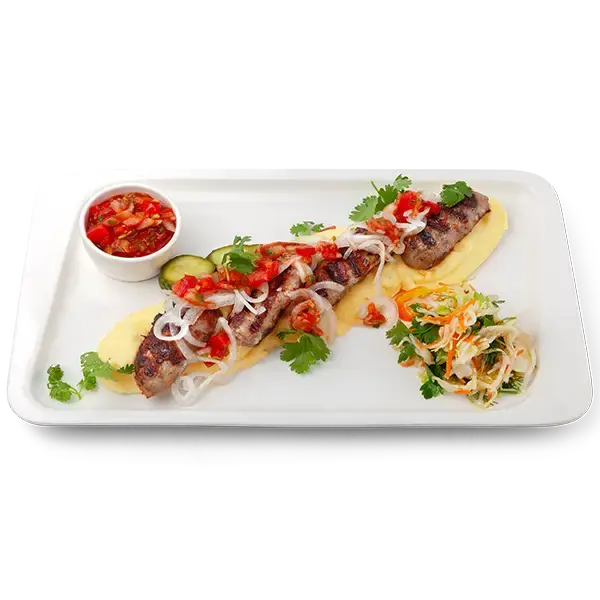 Кебаб мясной с овощами