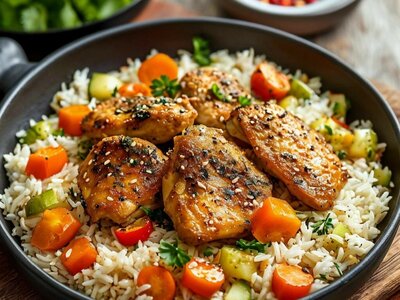 Куриное филе на гриле с рисом