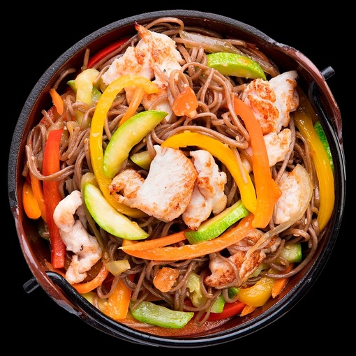 Лапша Гречневая с курицей и овощами
