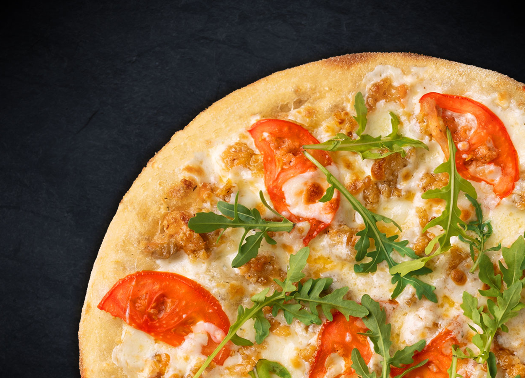 С лососем и рукколой 25 см (тонкое тесто)