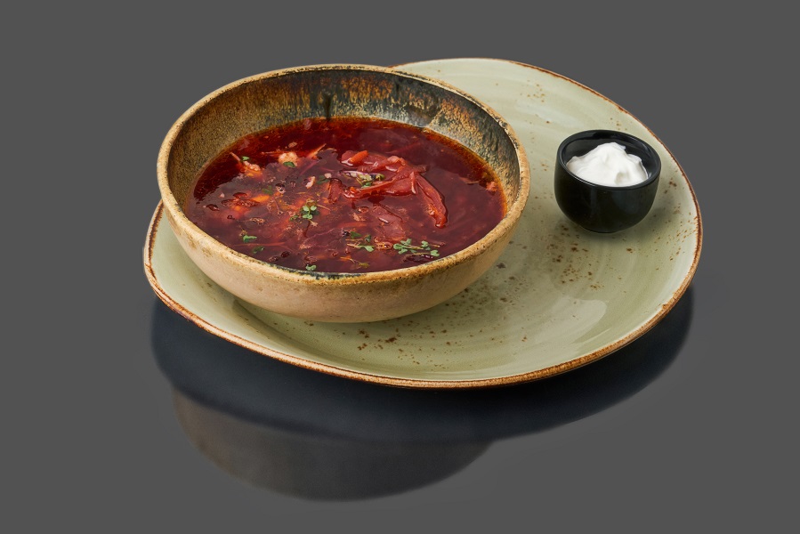 Борщ с уткой с вуалью из свеклы