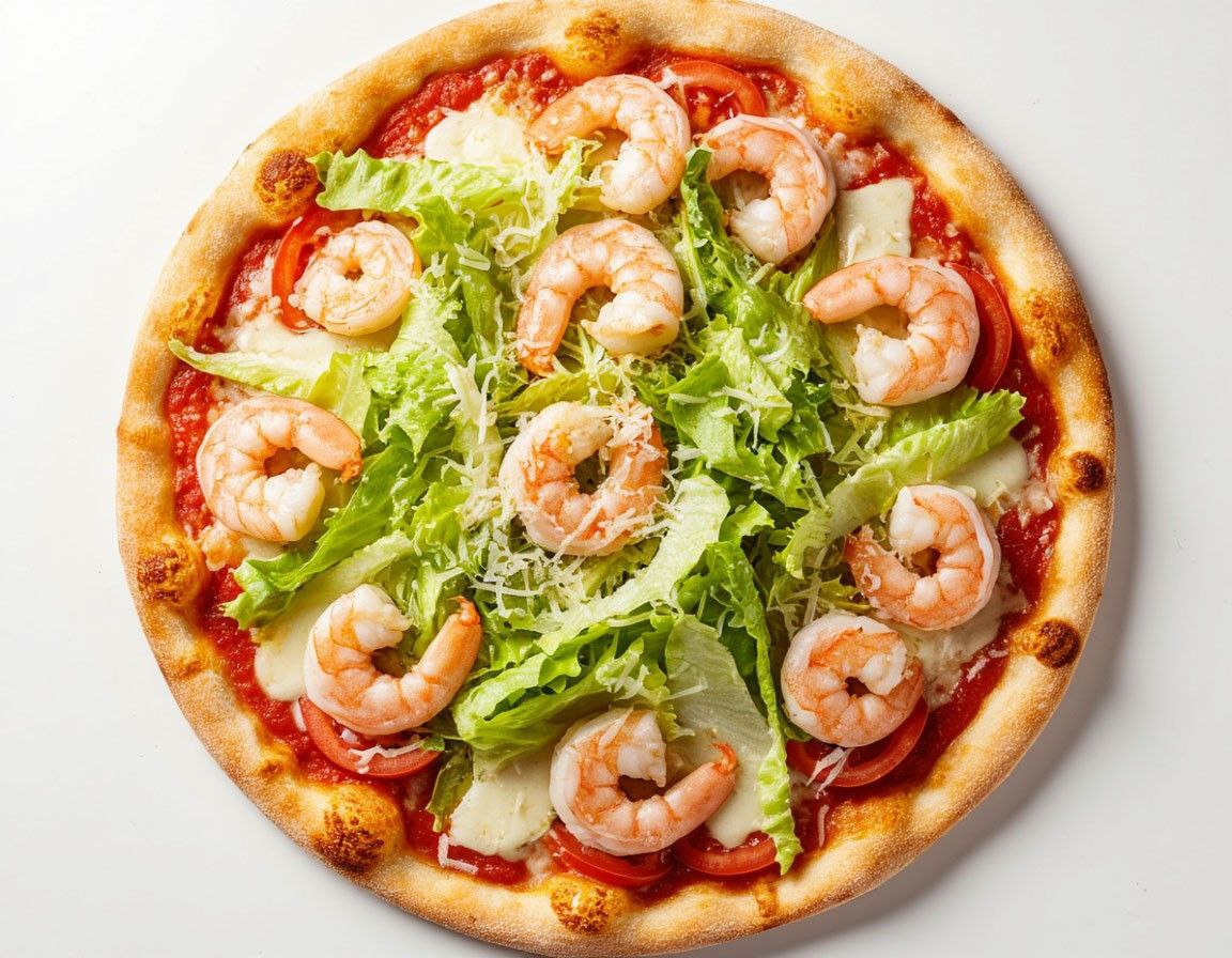 Пицца "Цезарь с креветками" 28 см.