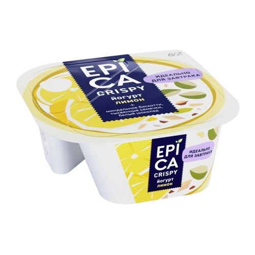 Йогурт Epica Crispy с лимоном 8.6% 140г + Смесь из семян тыквы печенья и белого шоколада 140г