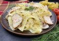Паста с курицей и грибами