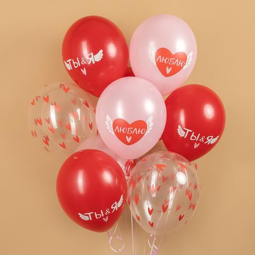 Набор шаров валентинки микс 9 шт